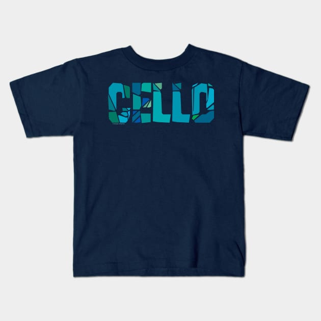 Cracked Cello Text Kids T-Shirt by Barthol Graphics